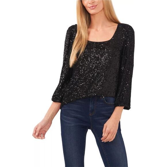 CeCe Tops - CeCe Womens Sequins Tunic Blouse, NWT